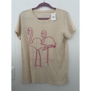J.Crew Collector Tee Pink Flamingo Embroidered Graphic T-Shirt Size M